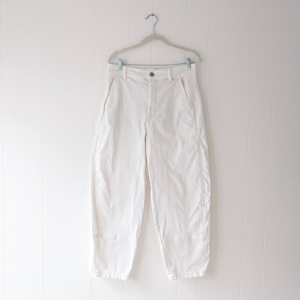 Everlane The Utility Barrel Leg White Ankle Pants/Jeans, size 10